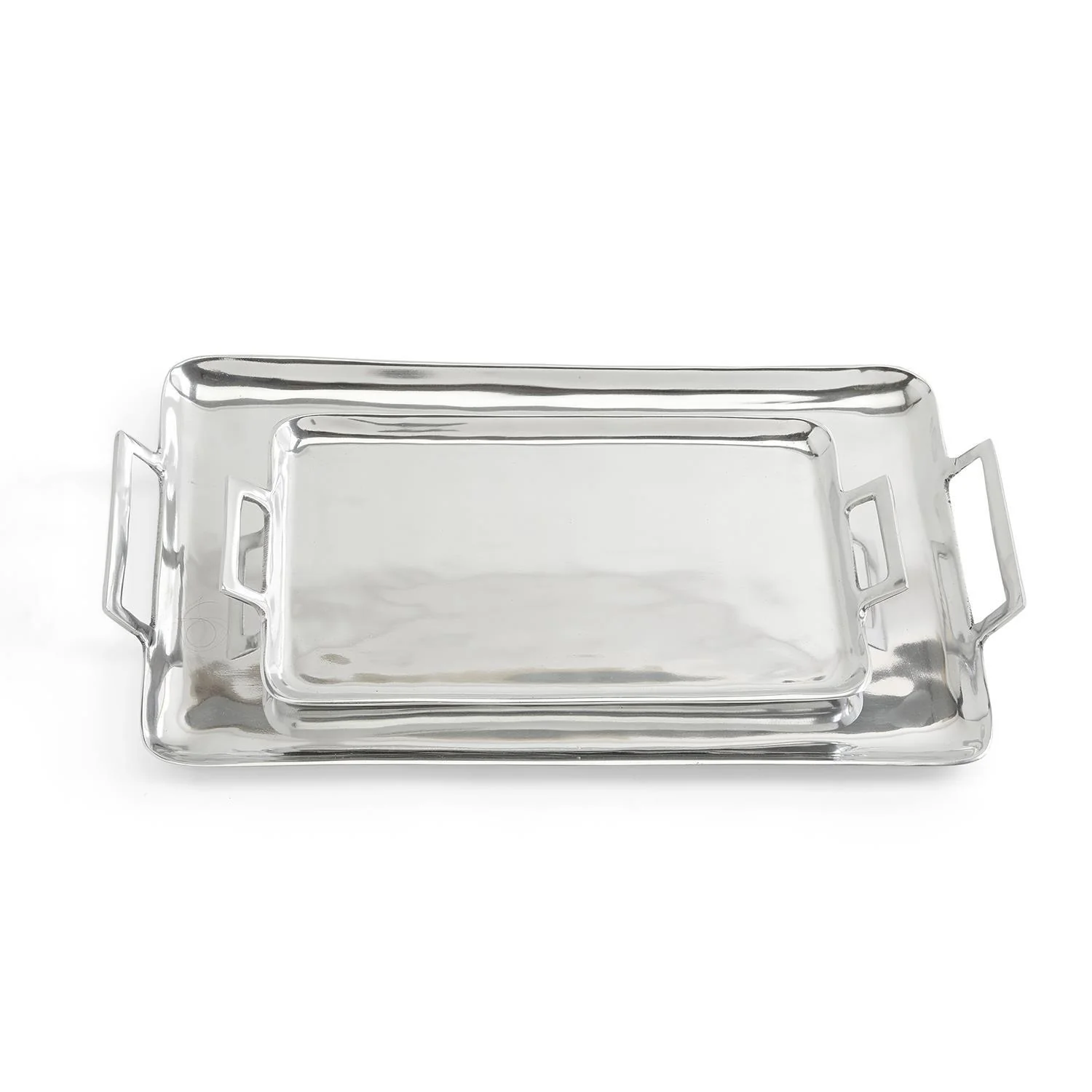 Crillion High Polished Silver Tray with Handles Set Of 8 By Tozai Home - Image 3