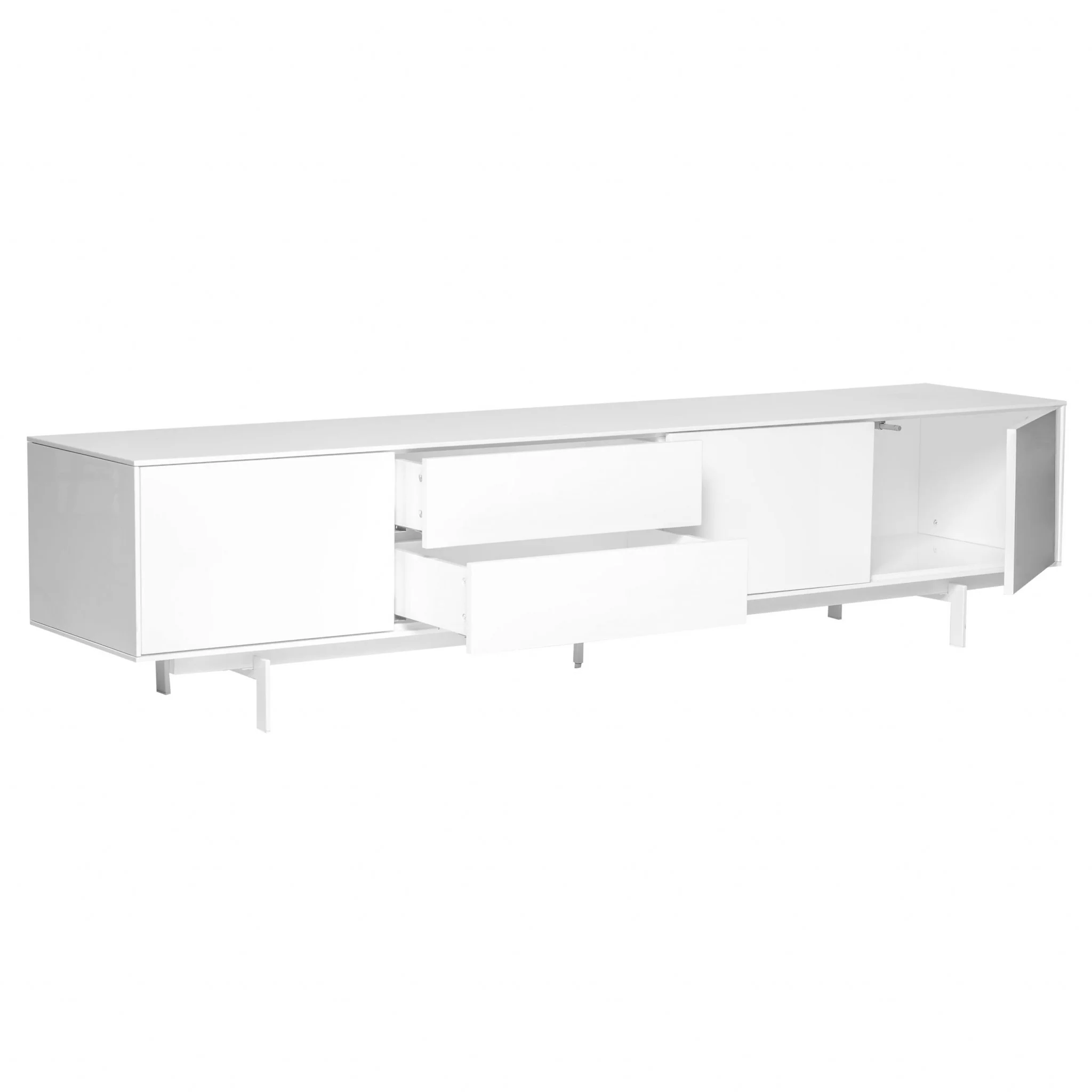 Crisp High Gloss White Lacquer Media TV Stand By Homeroots - Image 5
