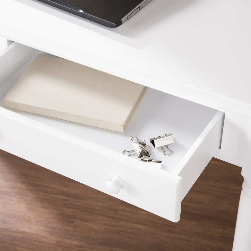 Crisp White Desk with Drawers By Homeroots - Image 2