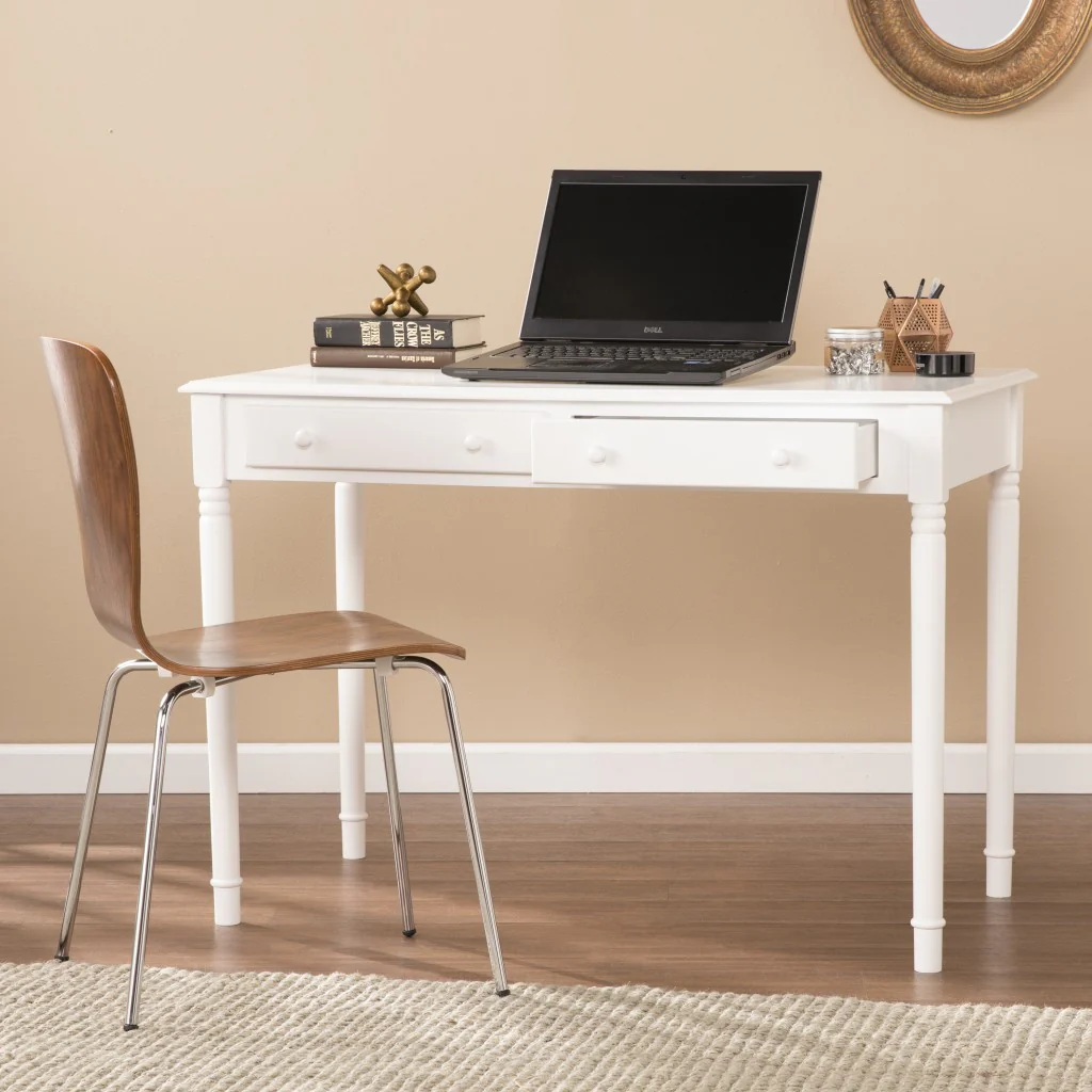 Crisp White Desk with Drawers By Homeroots - Image 3