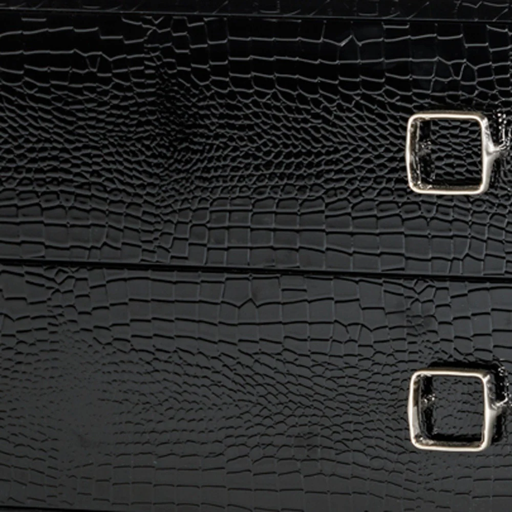 Croc Black Lacquer Faux Crocodile 2 Drawer Nightstand By Homeroots - Image 5