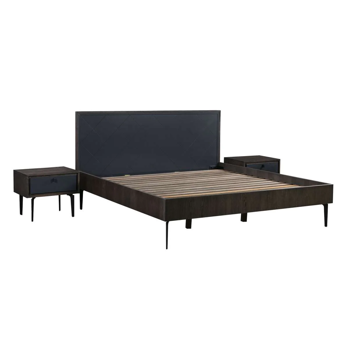 Cross Dark Gray Solid Oak King 3pc Bedroom Set By Armen Living - Image 2