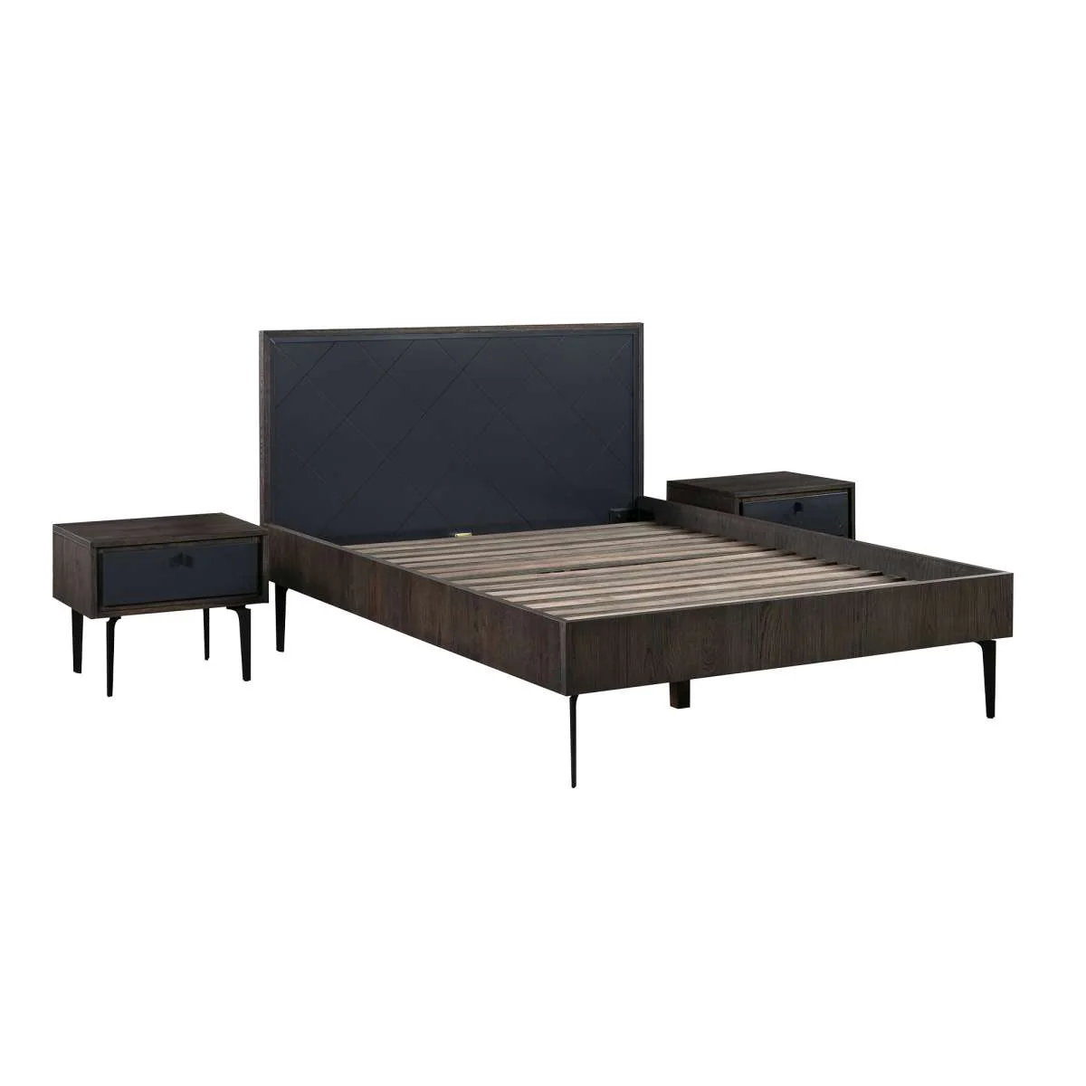 Cross Dark Gray Solid Oak Queen 3pc Bedroom Set By Armen Living - Image 2
