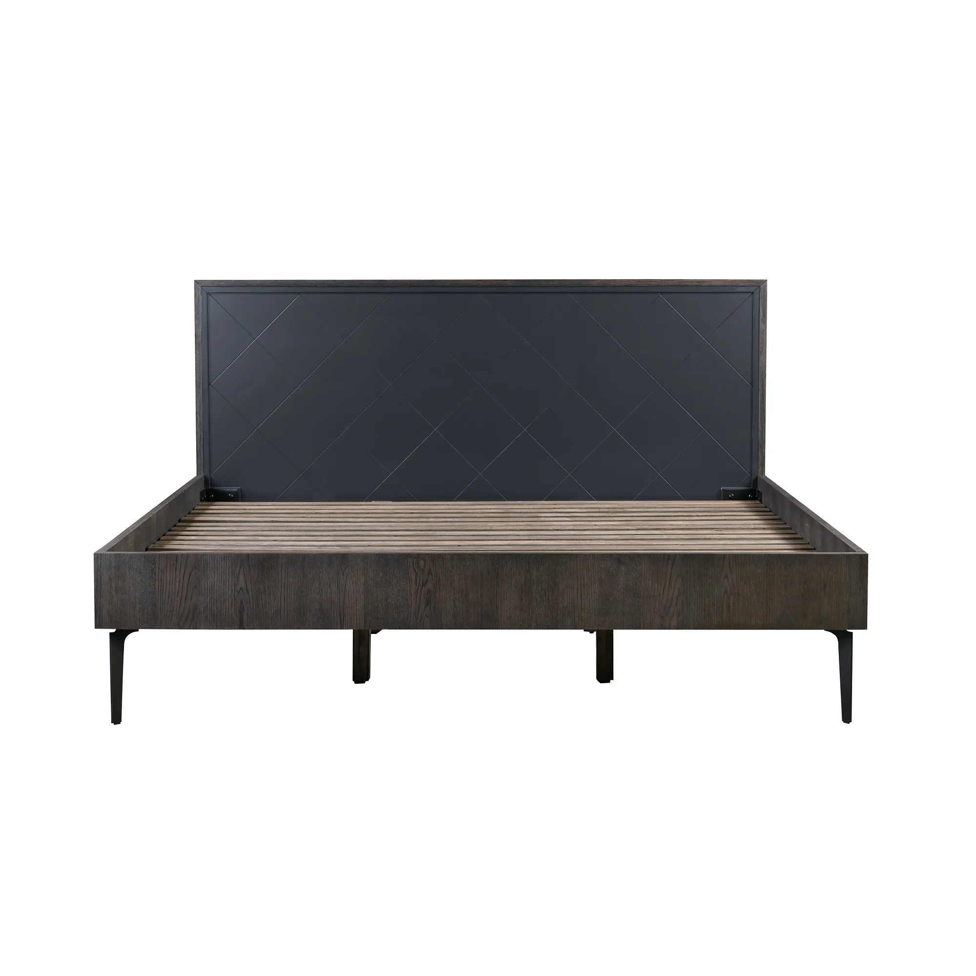 Cross Solid Oak and Metal King Platform Bed Frame By Armen Living - Image 2