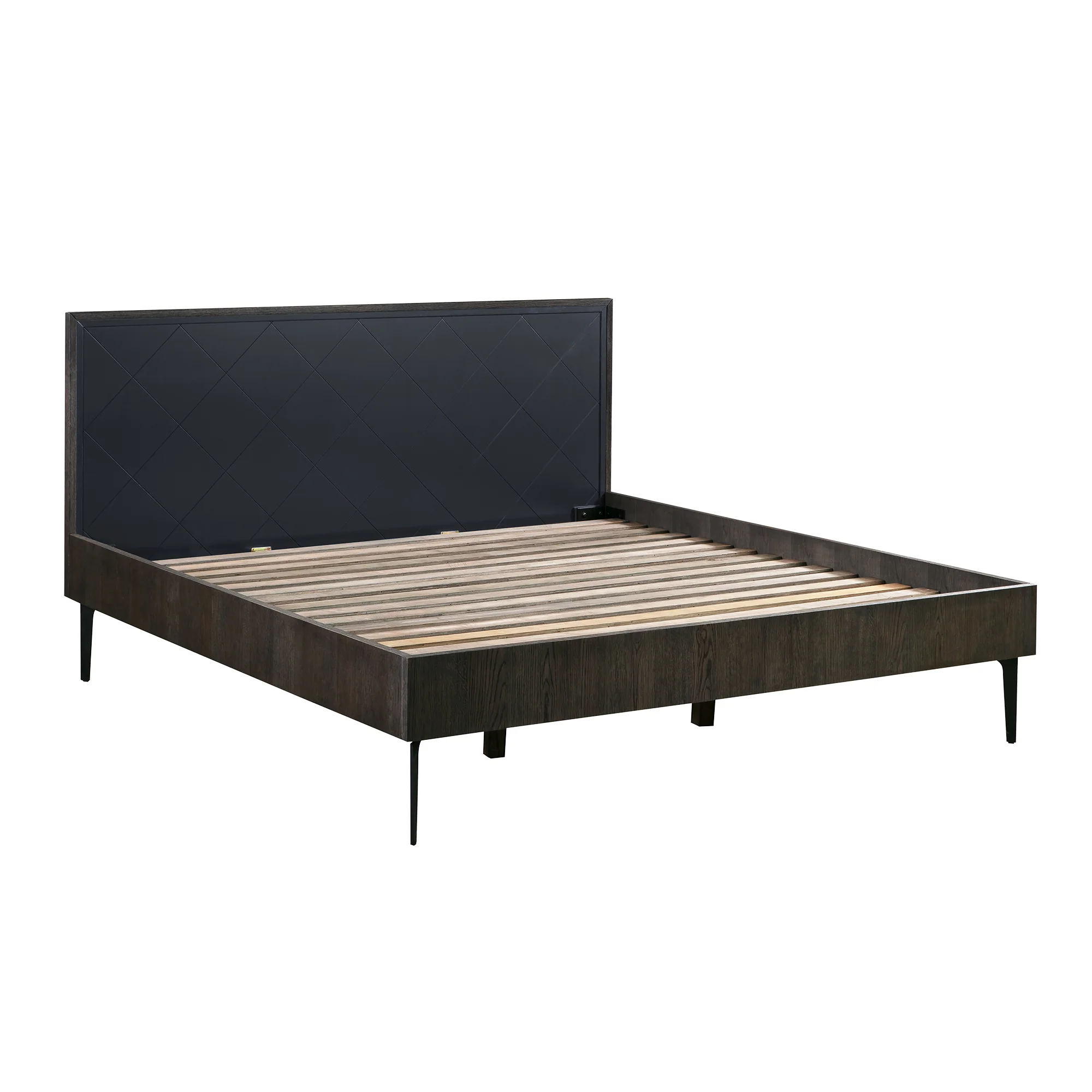 Cross Solid Oak and Metal King Platform Bed Frame By Armen Living - Image 4