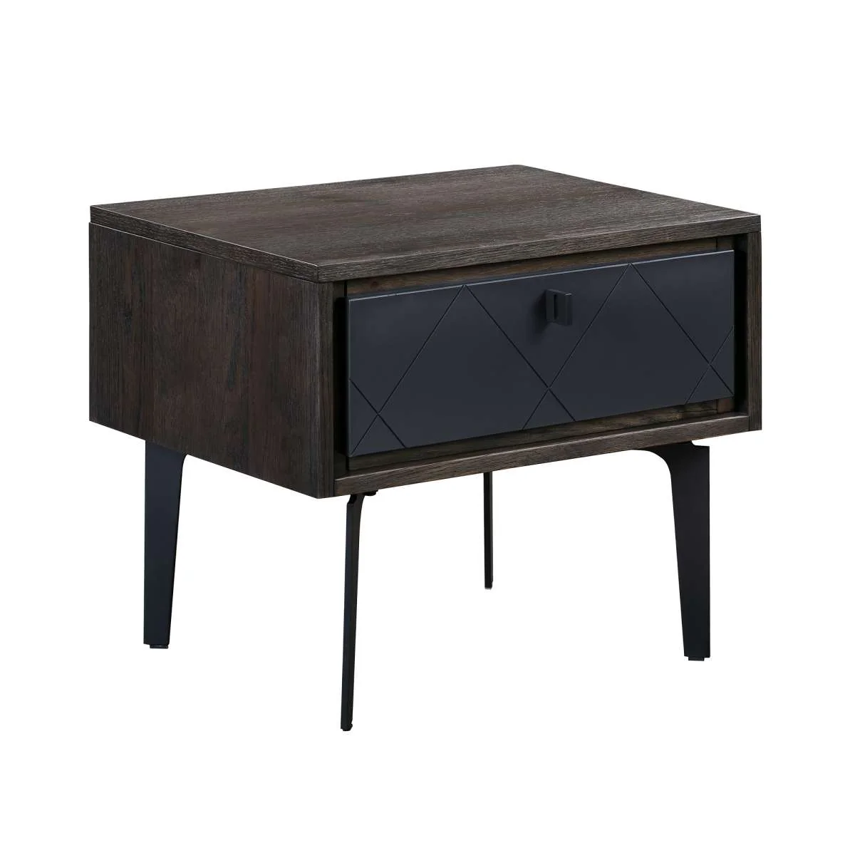 Cross Solid Oak and Metal Nightstand By Armen Living - Image 2