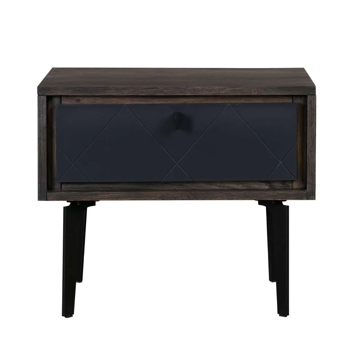 Cross Solid Oak and Metal Nightstand By Armen Living - Image 3