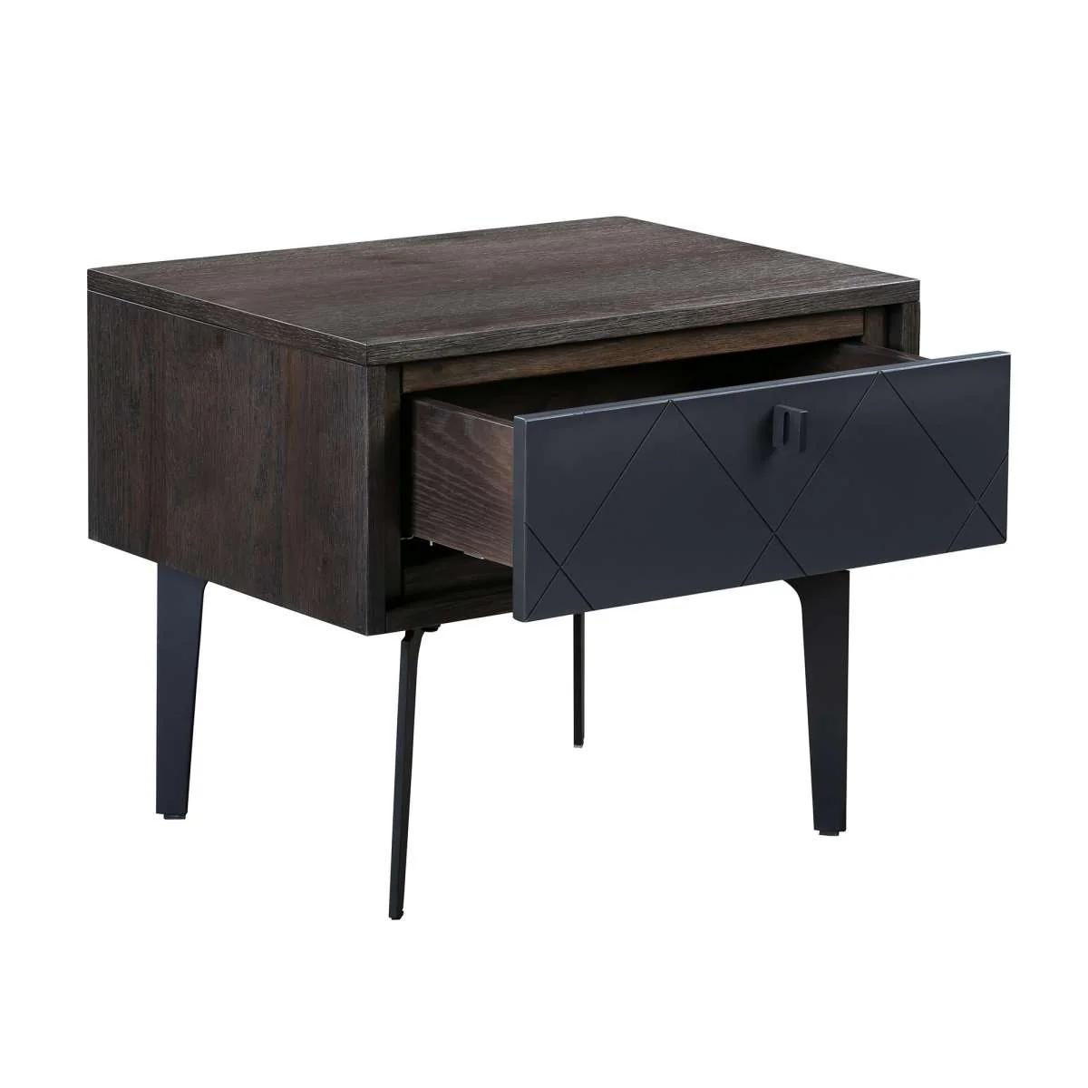 Cross Solid Oak and Metal Nightstand By Armen Living - Image 4