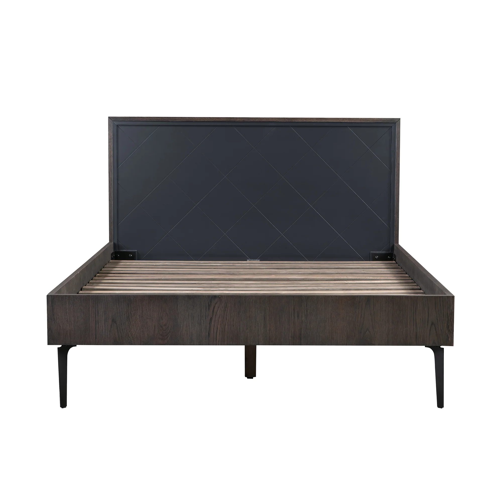 Cross Solid Oak and Metal Queen Platform Bed Frame By Armen Living - Image 2