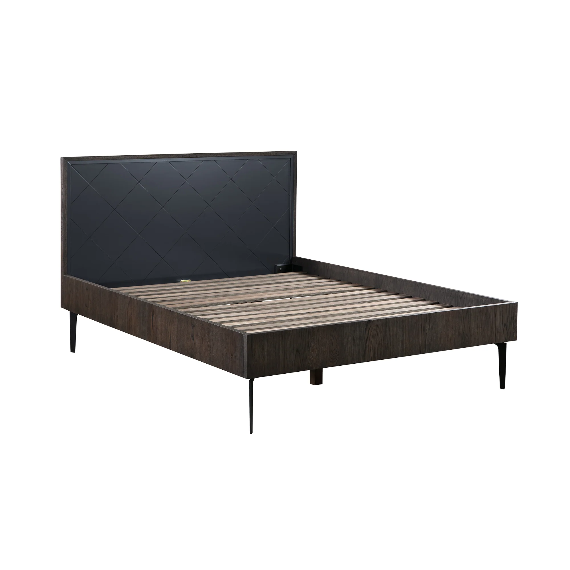 Cross Solid Oak and Metal Queen Platform Bed Frame By Armen Living - Image 4