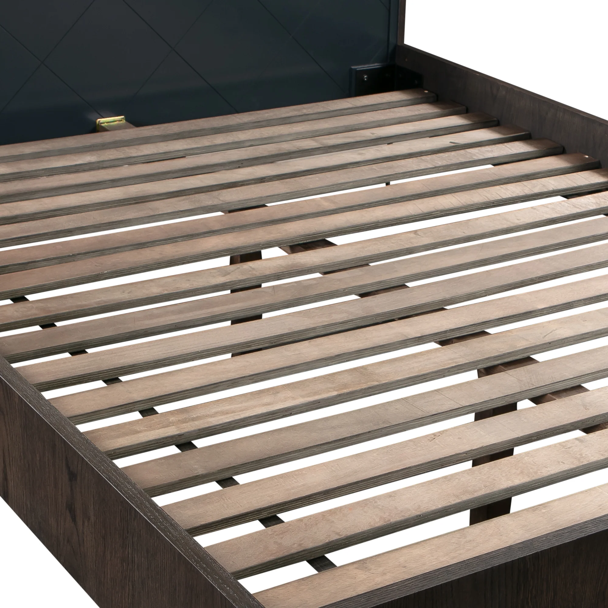 Cross Solid Oak and Metal Queen Platform Bed Frame By Armen Living - Image 6