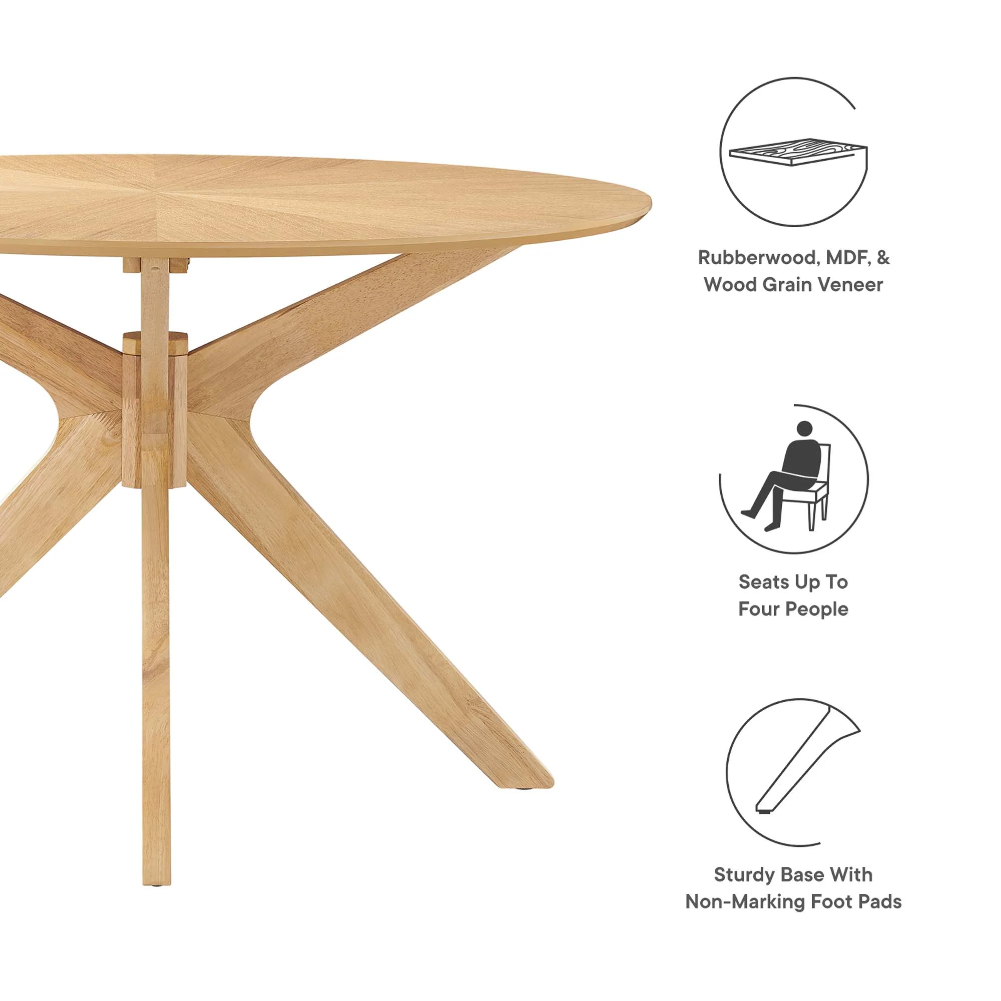 Crossroads 47" Round Wood Dining Table by Modway - Image 5