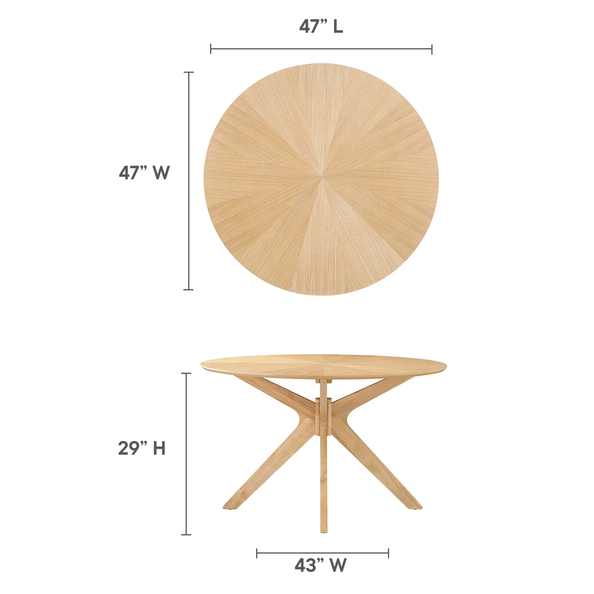 Crossroads 47" Round Wood Dining Table by Modway - Image 6