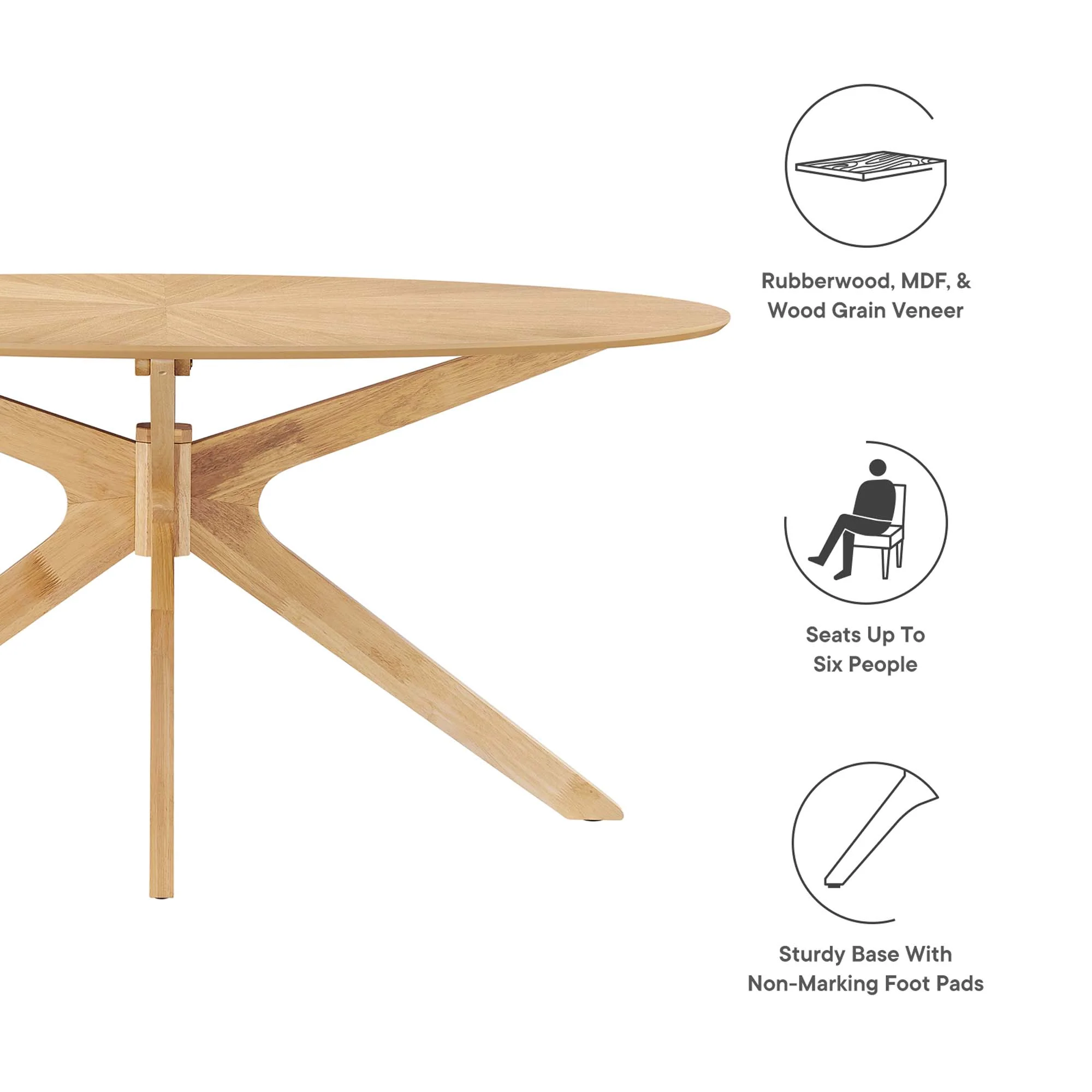 Crossroads 63" Oval Wood Dining Table by Modway - Image 13