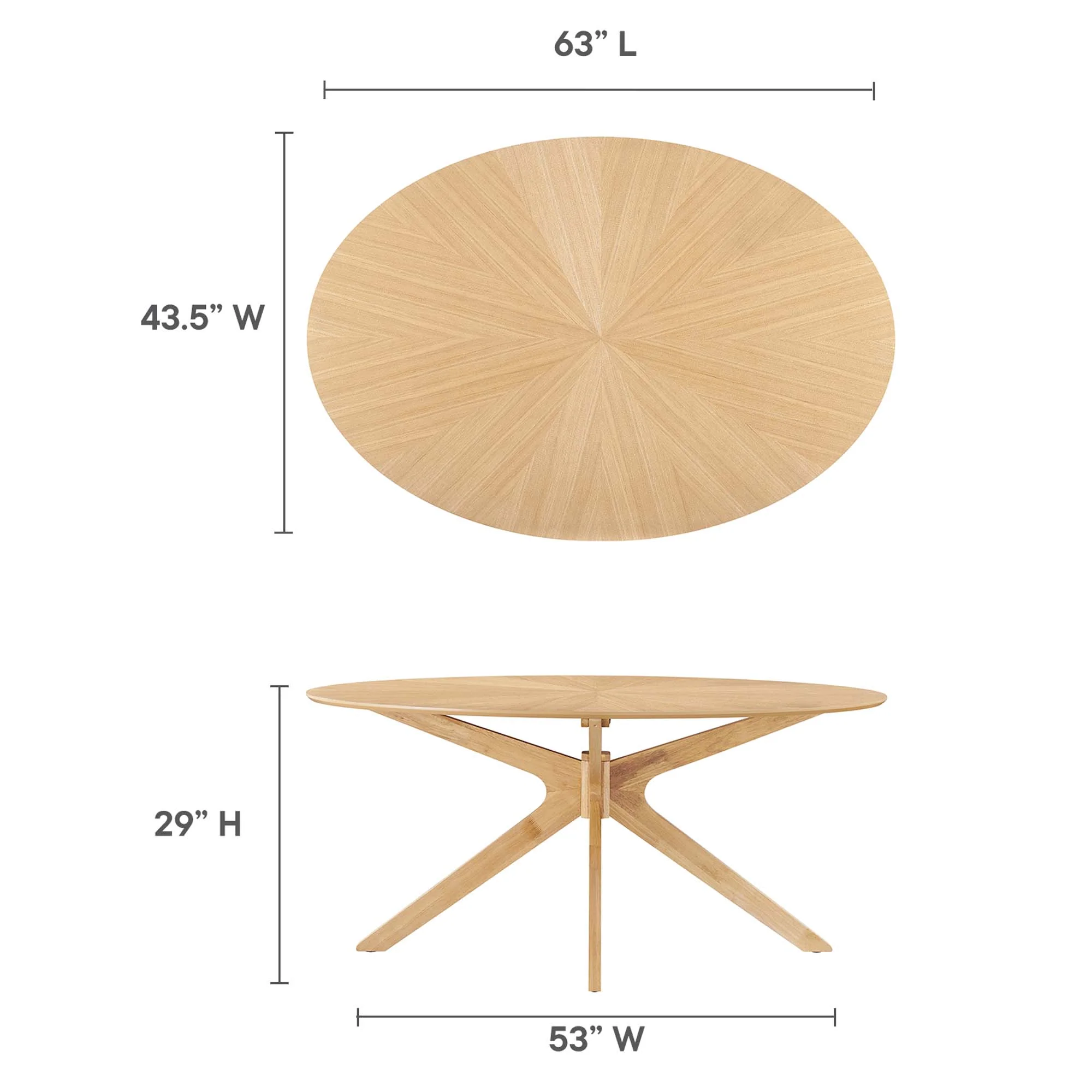 Crossroads 63" Oval Wood Dining Table by Modway - Image 14