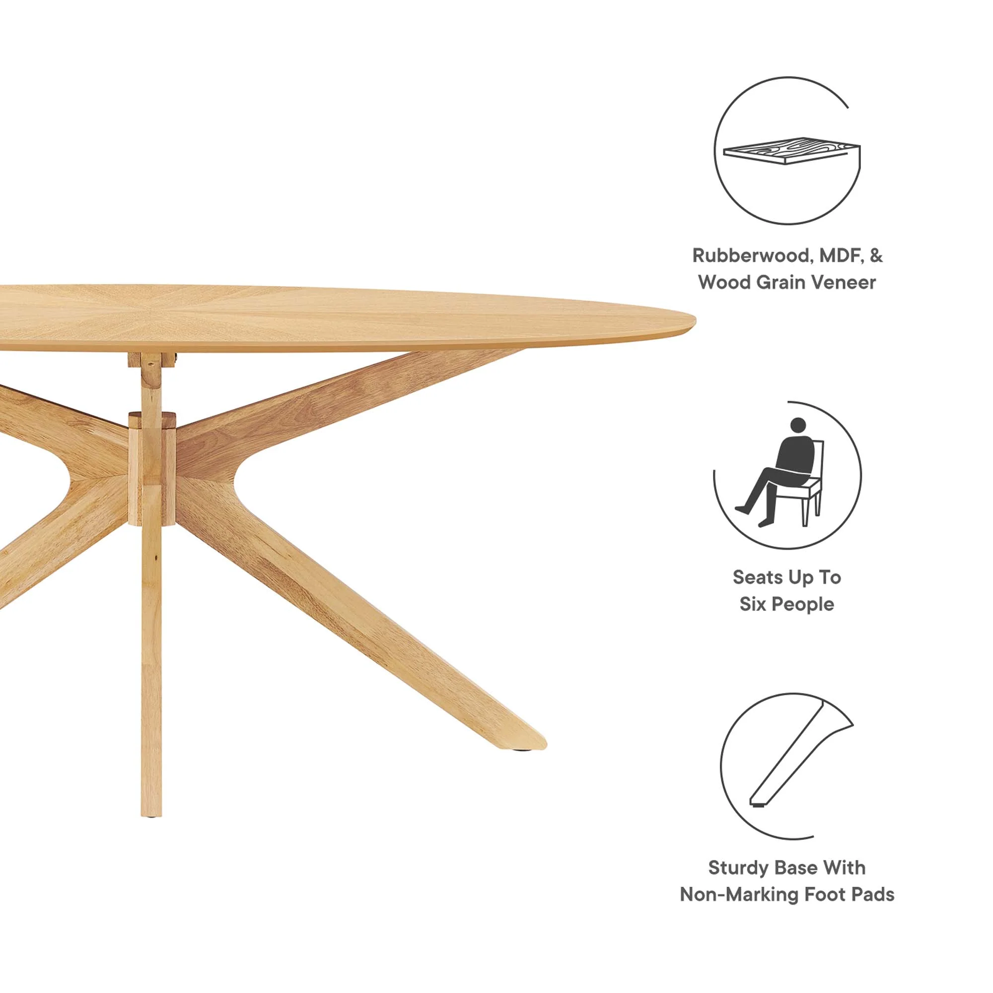 Crossroads 71" Oval Wood Dining Table by Modway - Image 14