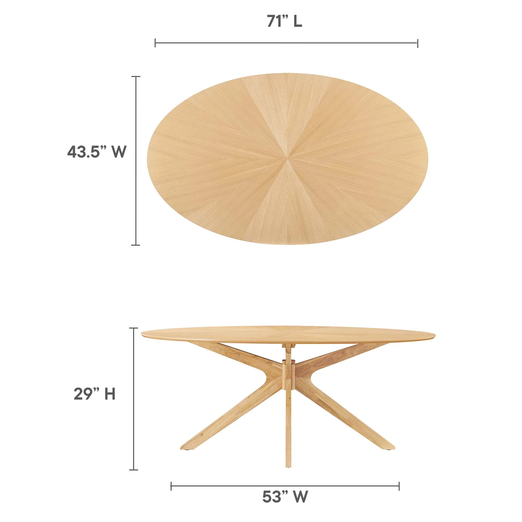 Crossroads 71" Oval Wood Dining Table by Modway - Image 15