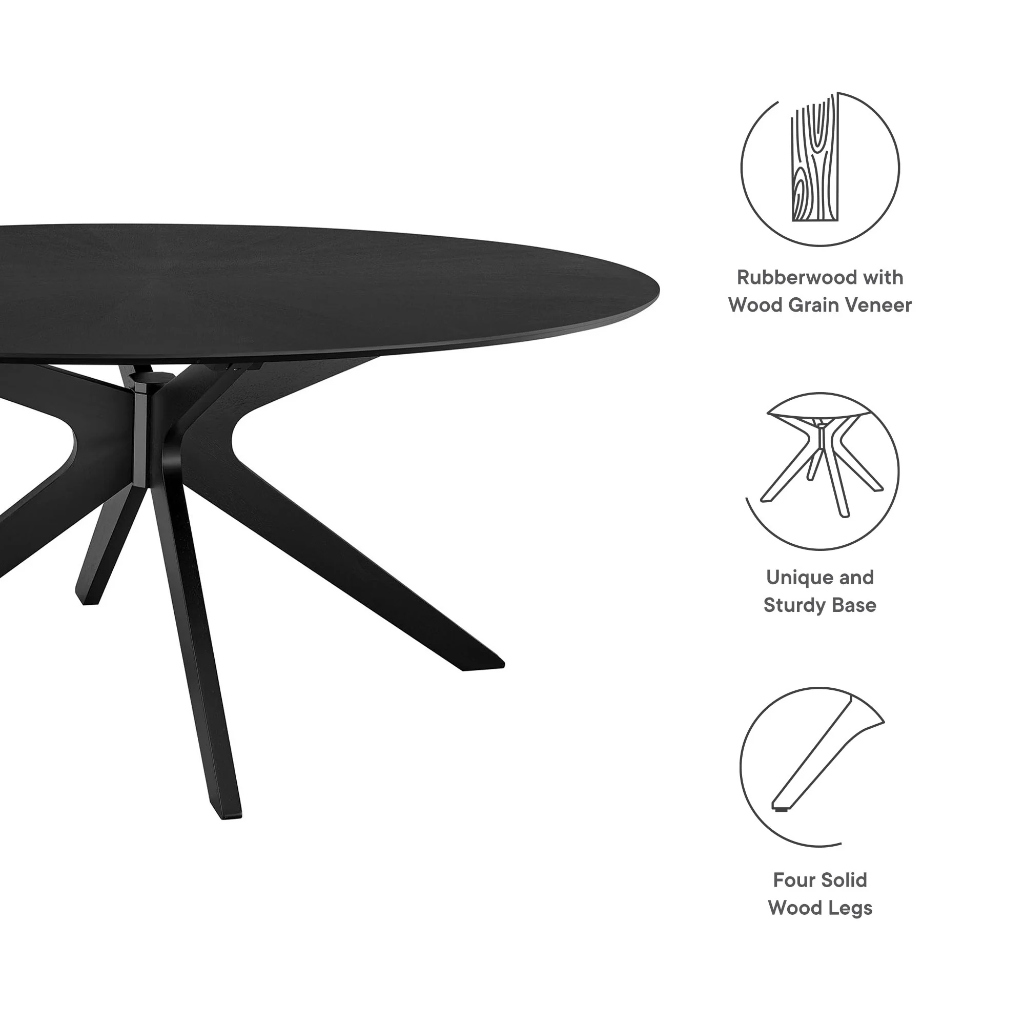 Crossroads 71" Oval Wood Dining Table by Modway - Image 7