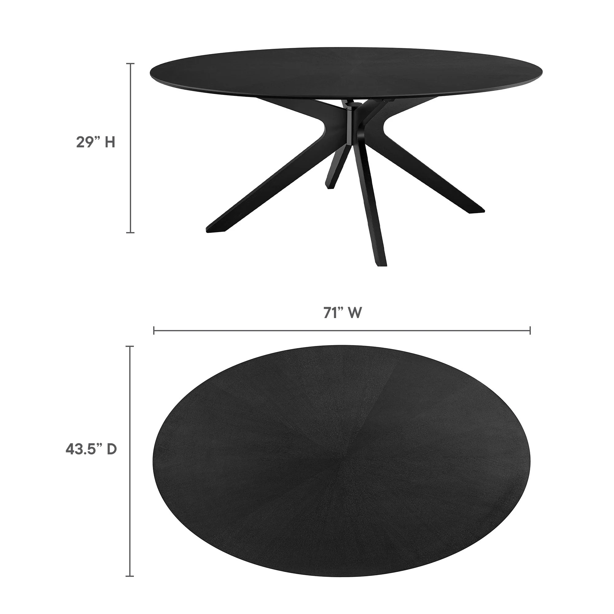 Crossroads 71" Oval Wood Dining Table by Modway - Image 8
