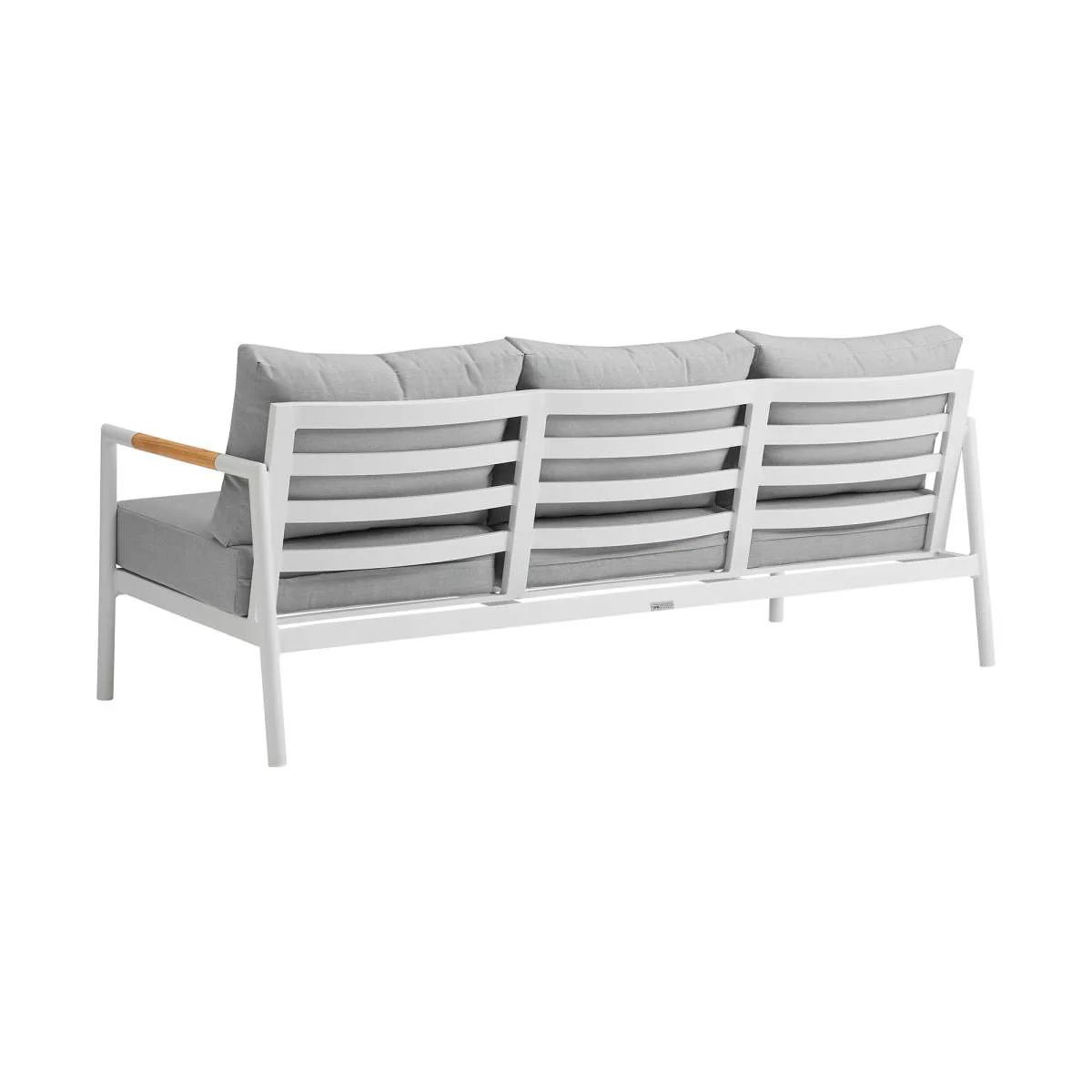 Crown 4 Piece Black Aluminum and Teak Outdoor Seating Set with Dark Gray Cushions By Armen Living - Image 13
