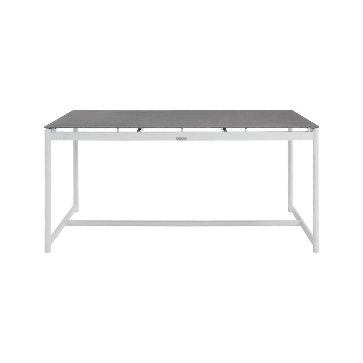 Crown 5 Piece White Aluminum and Teak Outdoor Dining Set with Light Gray Fabric By Armen Living - Image 6