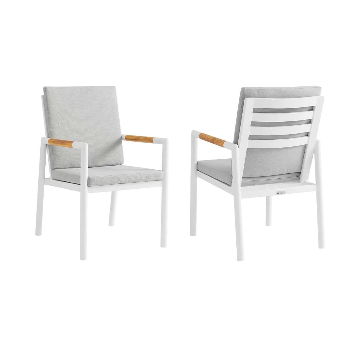 Crown Black Aluminum and Teak Outdoor Dining Chair with Dark Gray Fabric - Set of 2 By Armen Living - Image 15