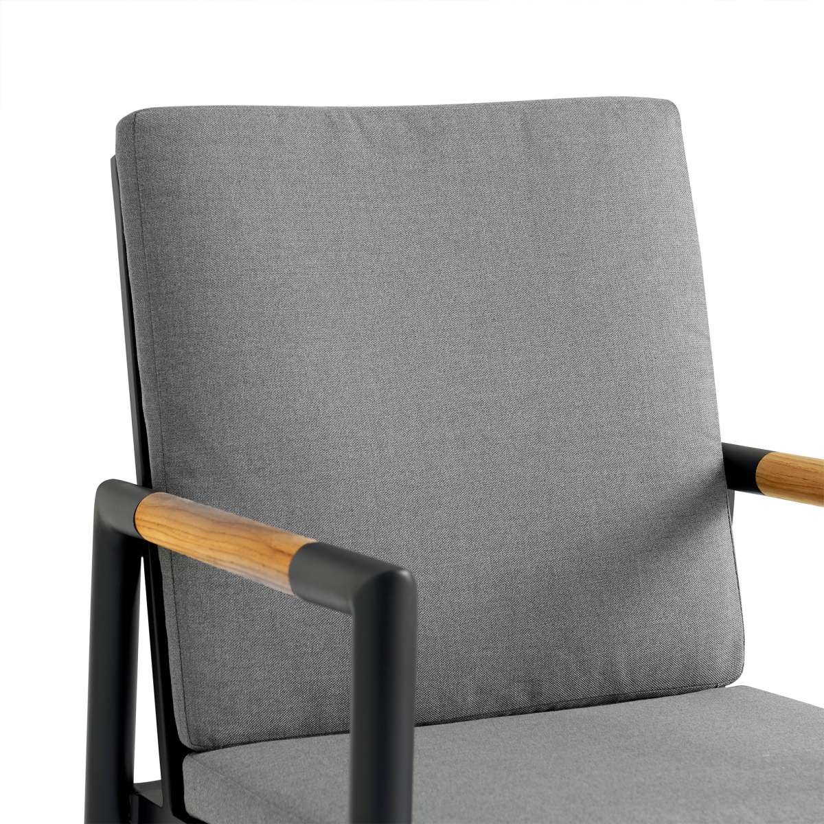 Crown Black Aluminum and Teak Outdoor Dining Chair with Dark Gray Fabric - Set of 2 By Armen Living - Image 6