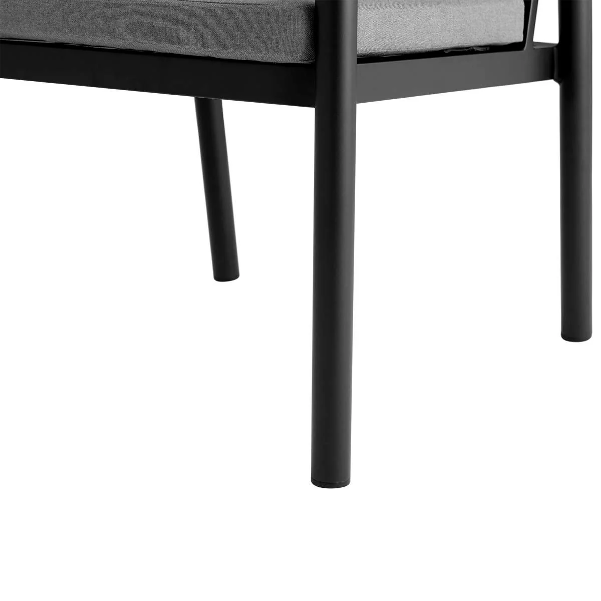 Crown Black Aluminum and Teak Outdoor Dining Chair with Dark Gray Fabric - Set of 2 By Armen Living - Image 8