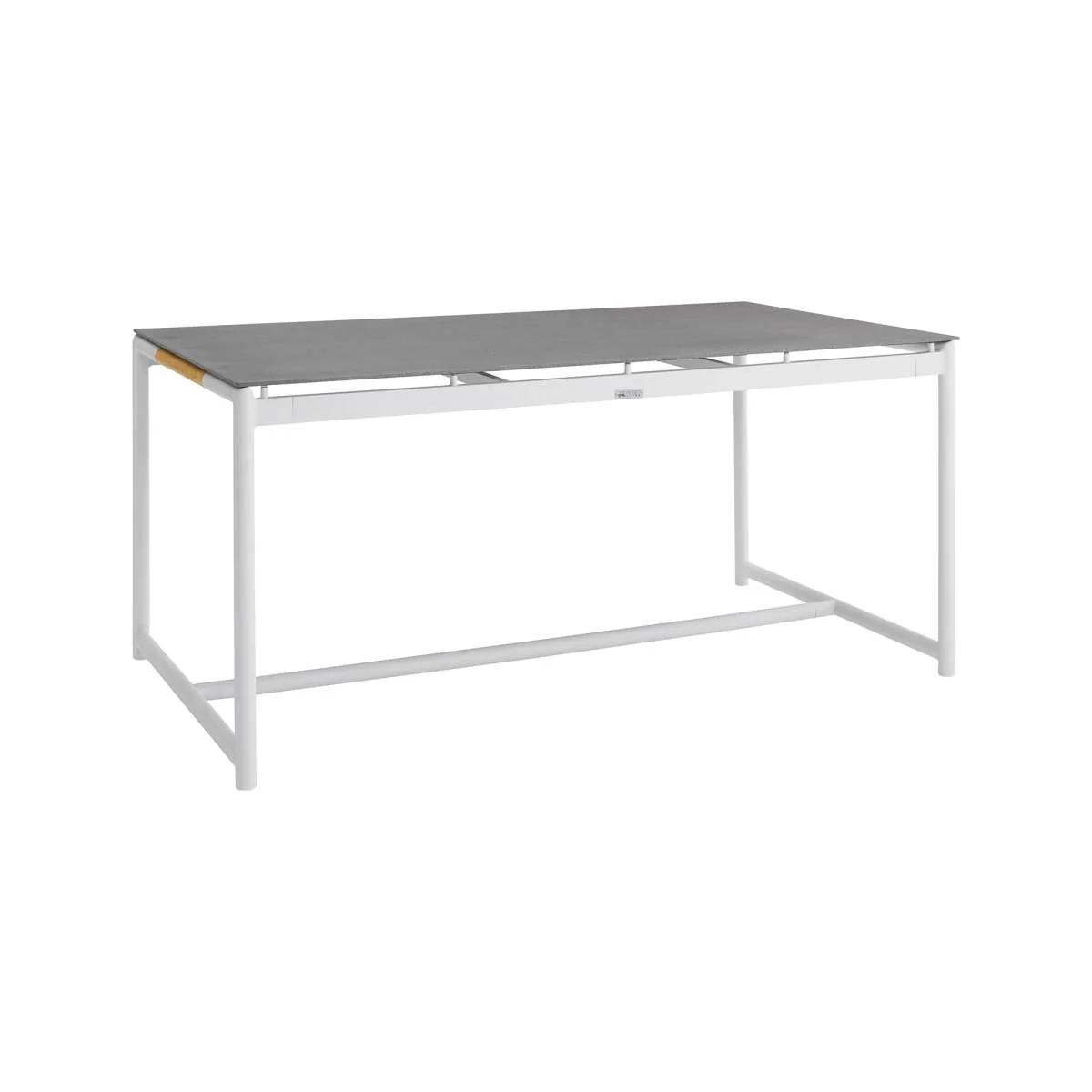 Crown Black Aluminum and Teak Outdoor Dining Table with Stone Top By Armen Living - Image 10