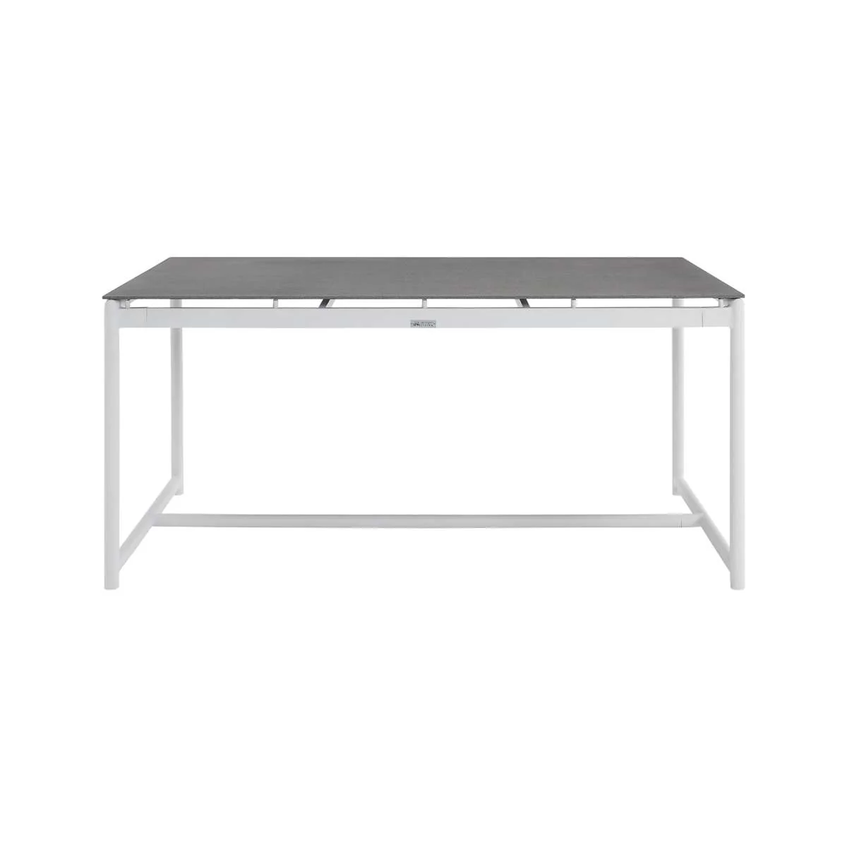 Crown Black Aluminum and Teak Outdoor Dining Table with Stone Top By Armen Living - Image 11