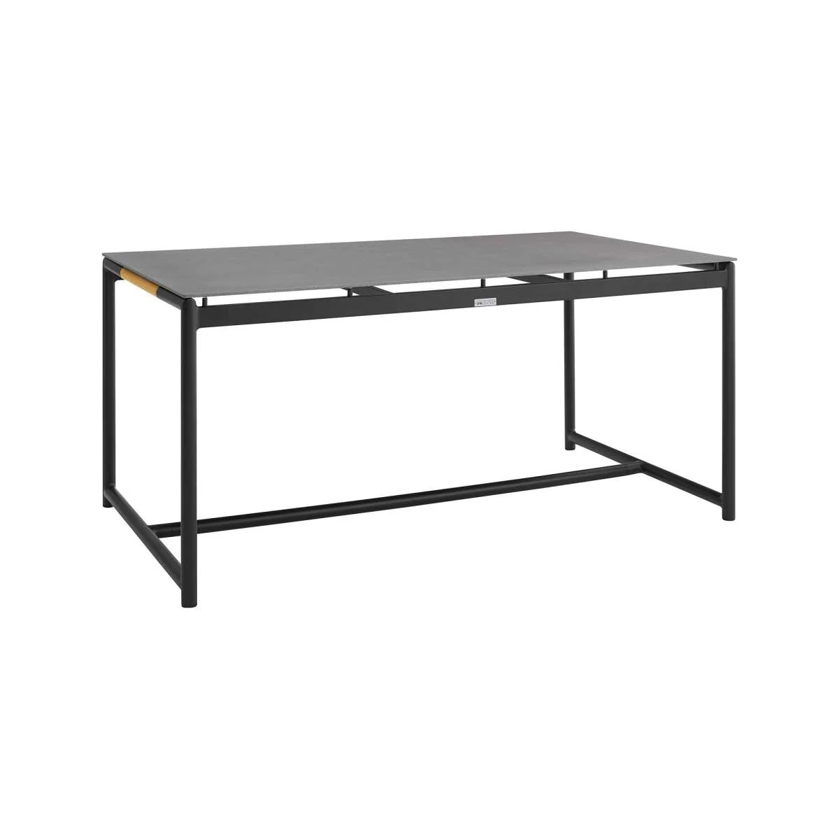Crown Black Aluminum and Teak Outdoor Dining Table with Stone Top By Armen Living - Image 3