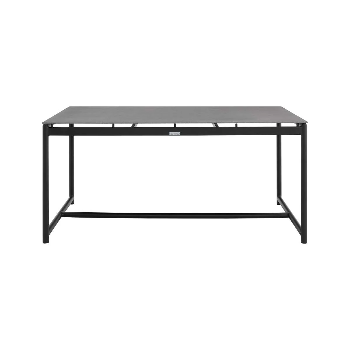 Crown Black Aluminum and Teak Outdoor Dining Table with Stone Top By Armen Living - Image 4