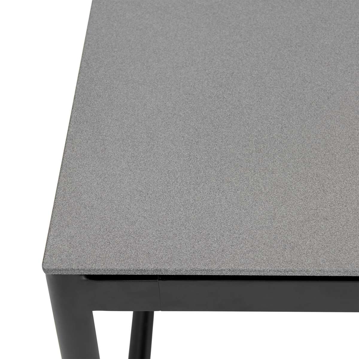 Crown Black Aluminum and Teak Outdoor Dining Table with Stone Top By Armen Living - Image 5
