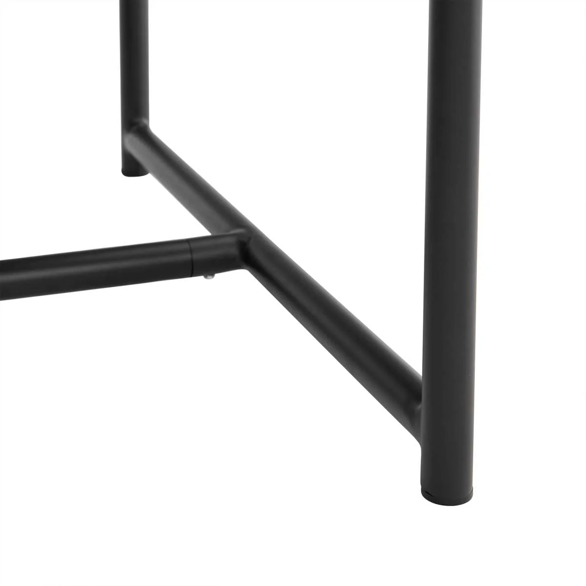 Crown Black Aluminum and Teak Outdoor Dining Table with Stone Top By Armen Living - Image 7