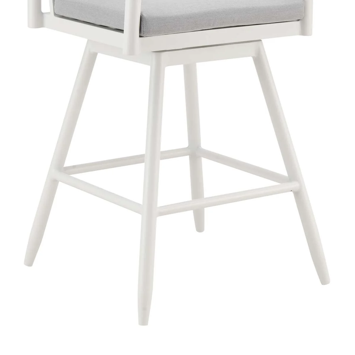 Crown Outdoor Patio Swivel Bar Stool in Aluminum with Brown Rope and Light Gray Cushions By Armen Living - Image 6