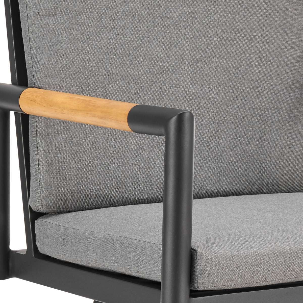 Crown Outdoor Patio Swivel Bar Stool in Aluminum with Tan Rope and Dark Gray Cushions By Armen Living - Image 5