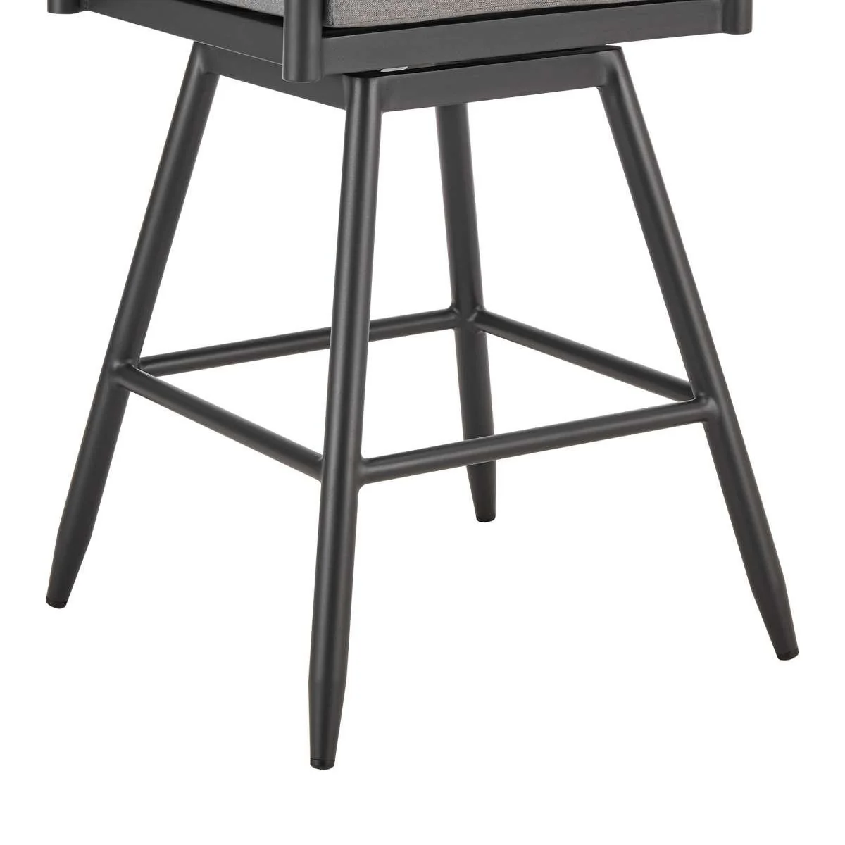 Crown Outdoor Patio Swivel Bar Stool in Aluminum with Tan Rope and Dark Gray Cushions By Armen Living - Image 6