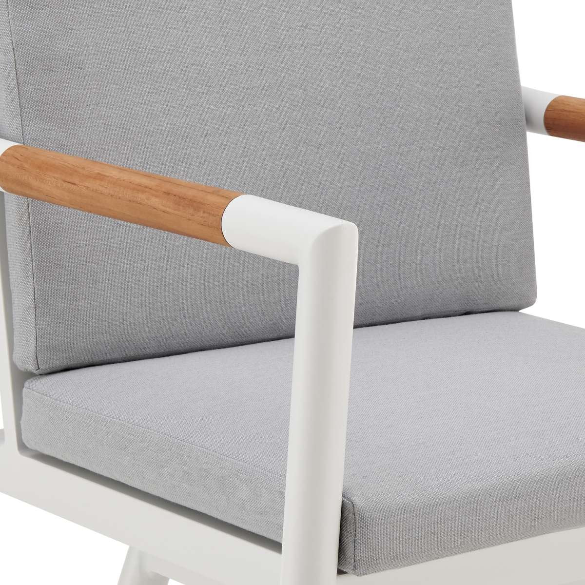 Crown Outdoor Patio Swivel Counter Stool in Aluminum with Brown Rope and Light Gray Cushions By Armen Living - Image 5