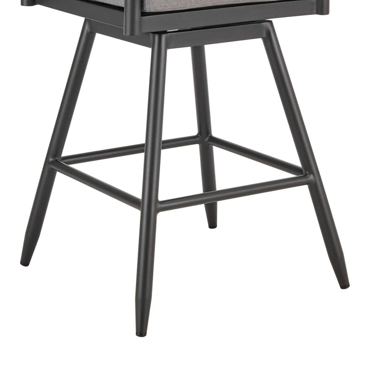 Crown Outdoor Patio Swivel Counter Stool in Aluminum with Tan Rope and Dark Gray Cushions By Armen Living - Image 6