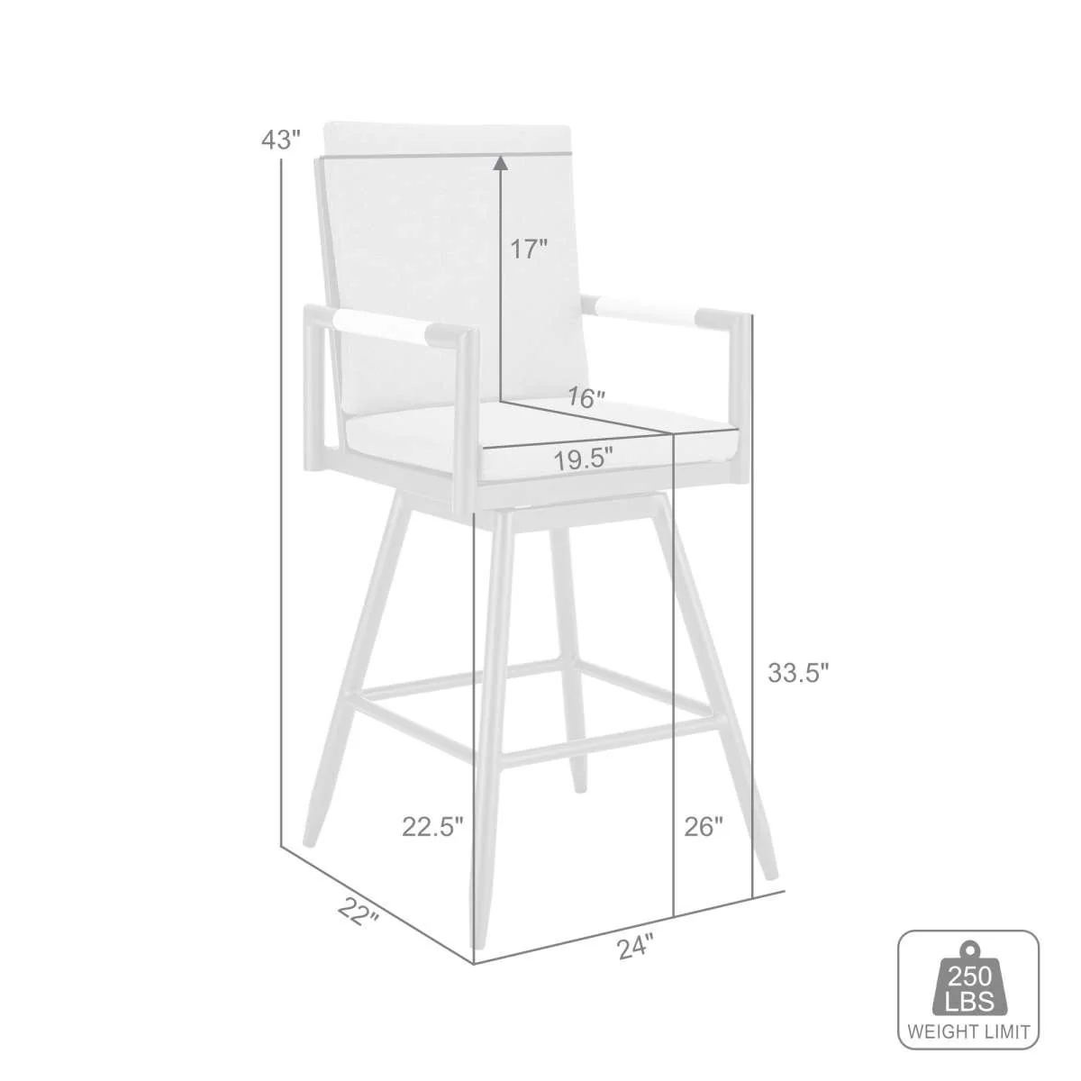 Crown Outdoor Patio Swivel Counter Stool in Aluminum with Tan Rope and Dark Gray Cushions By Armen Living - Image 7