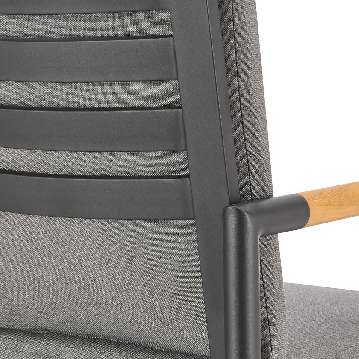 Crown Outdoor Patio Swivel Counter Stool in Aluminum with Tan Rope and Dark Gray Cushions By Armen Living - Image 8