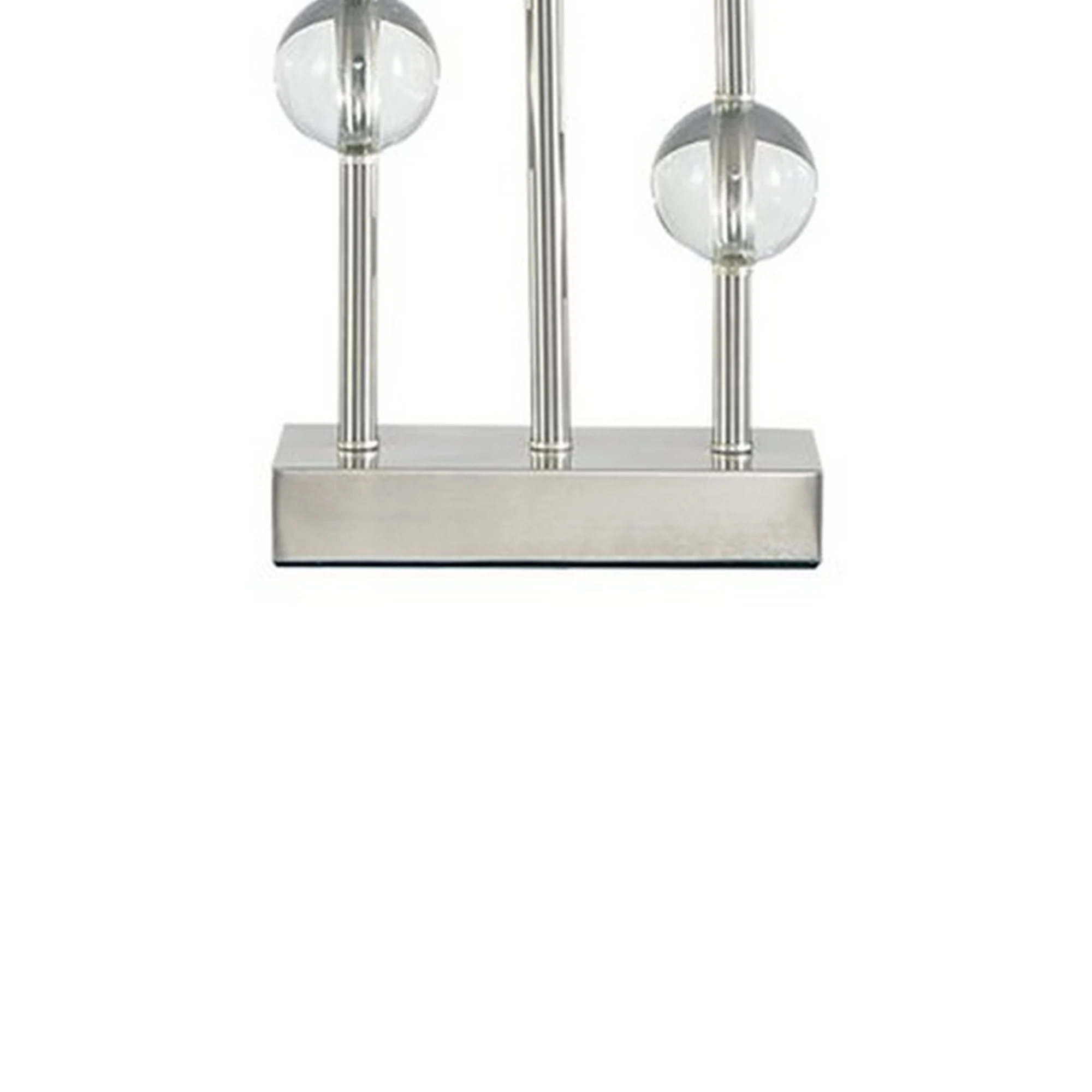 Crystal Accented Metal Table Lamp With Hardback Shade White And Silver By Benzara - Image 3