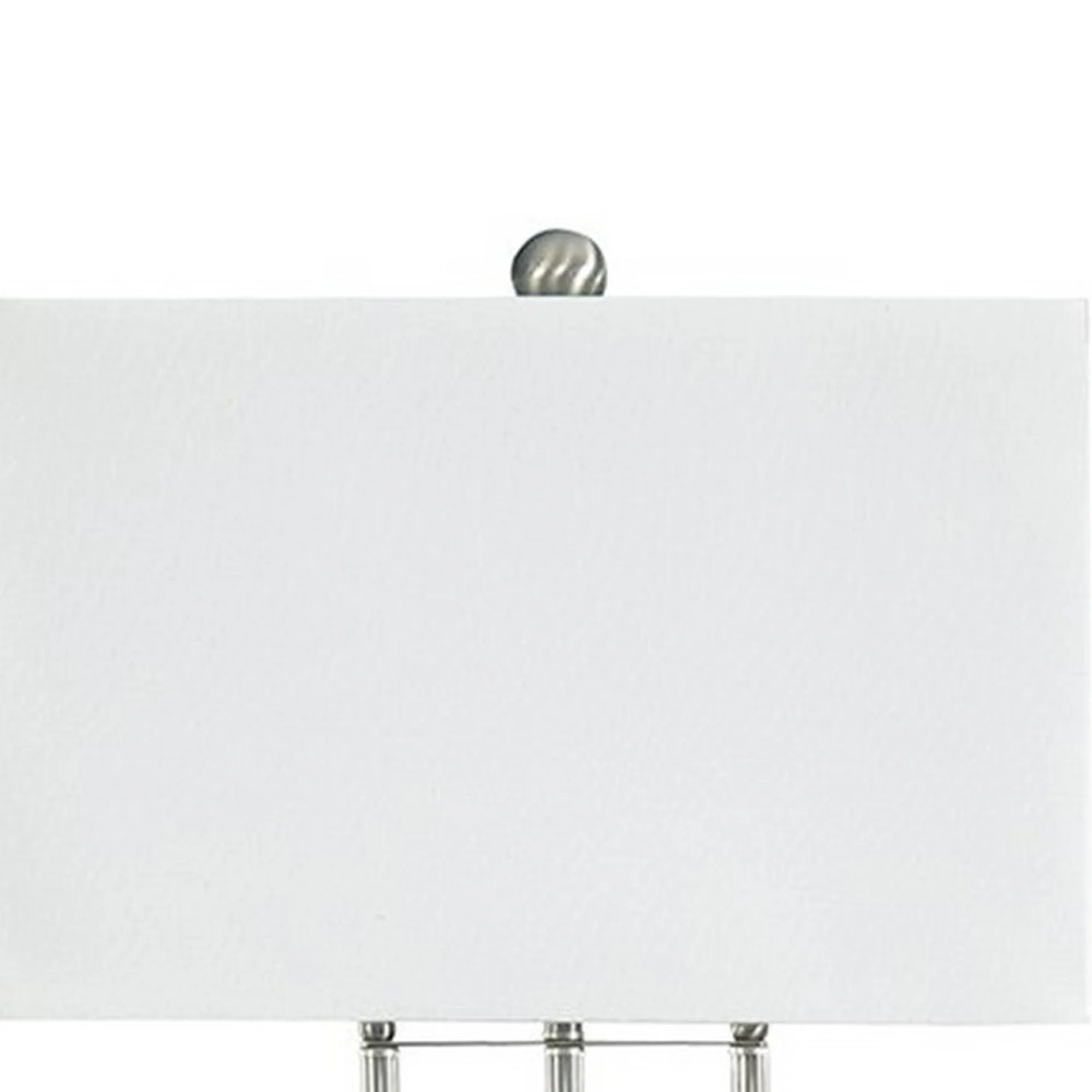 Crystal Accented Metal Table Lamp With Hardback Shade White And Silver By Benzara - Image 4