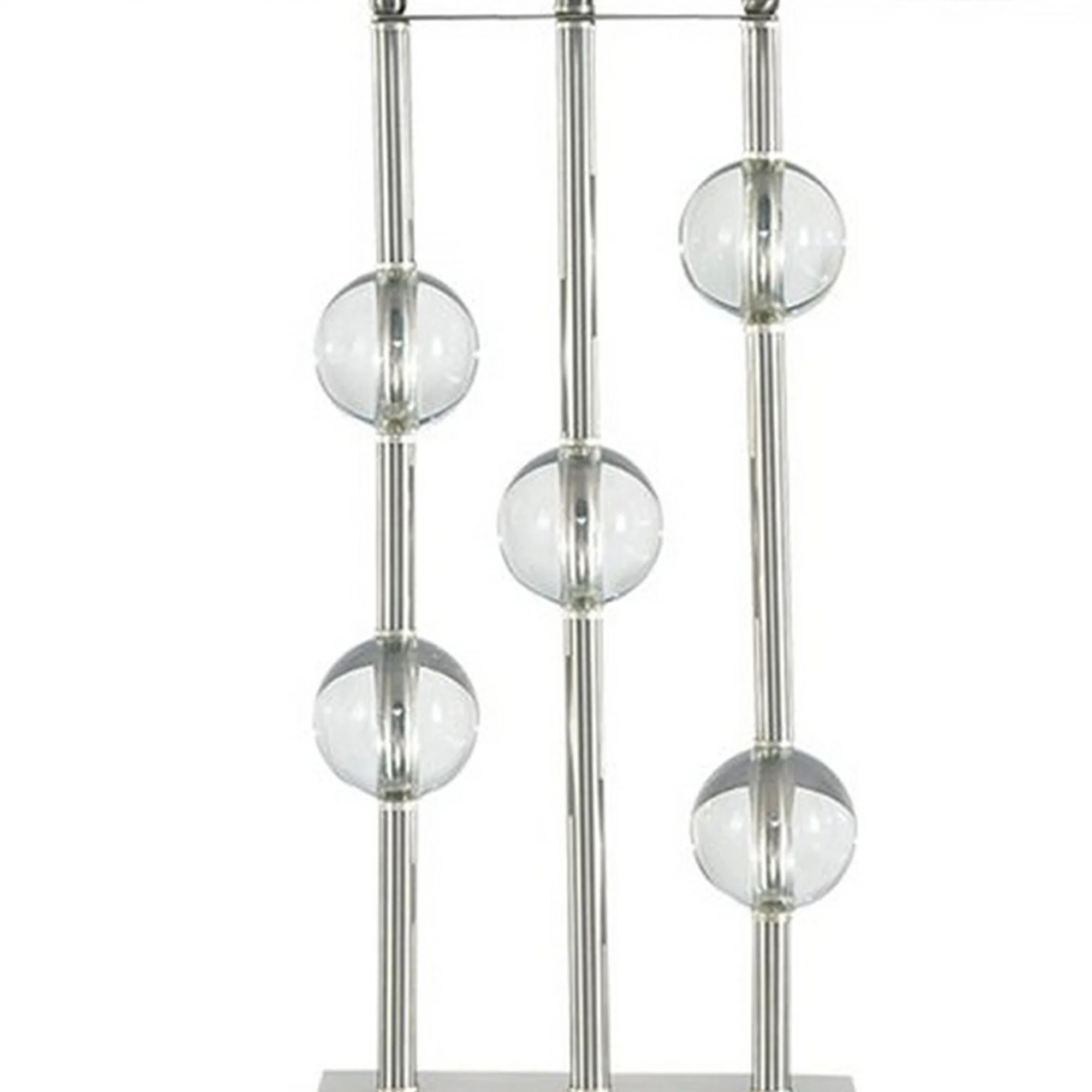 Crystal Accented Metal Table Lamp With Hardback Shade White And Silver By Benzara - Image 5