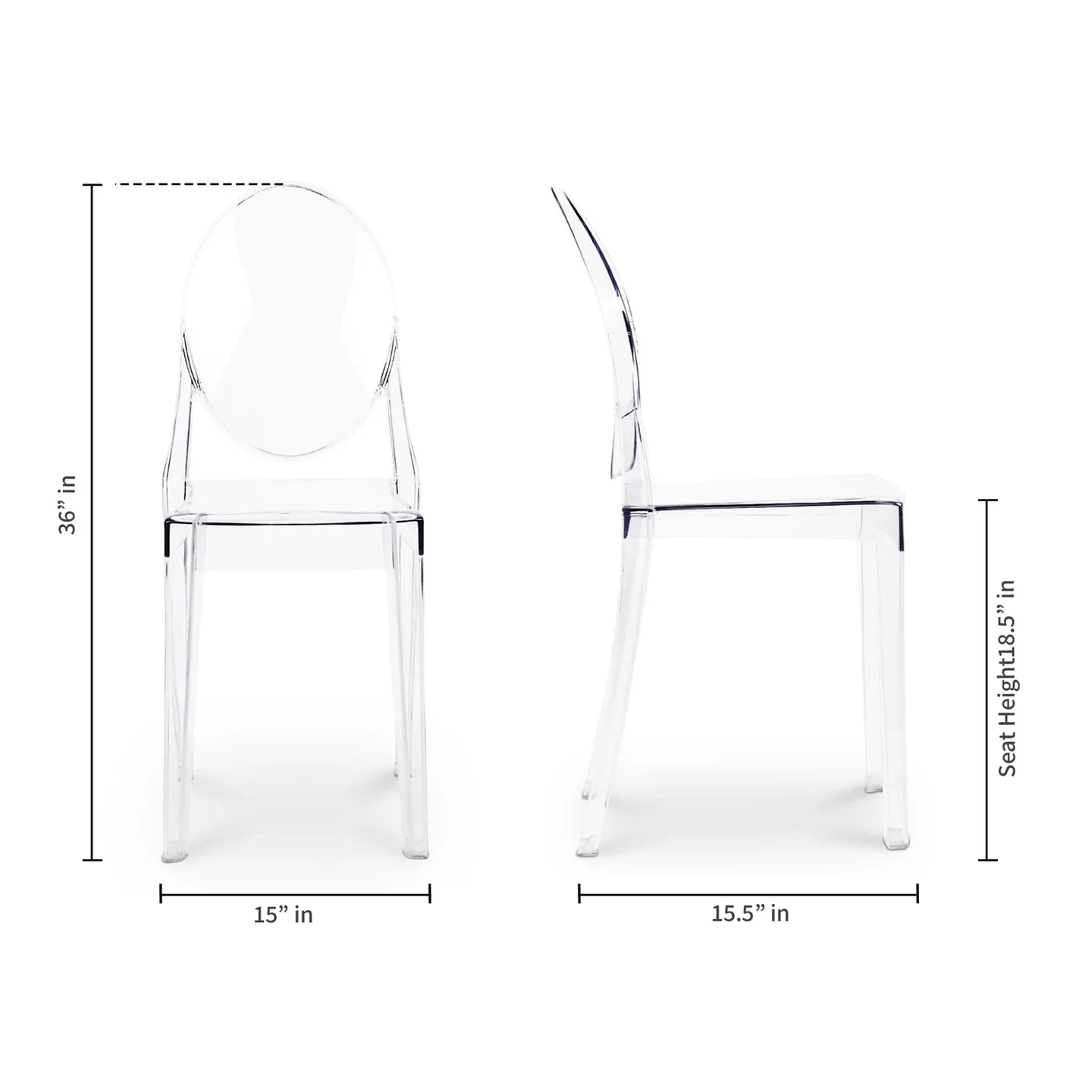Crystal Dining Chair, Clear By World Modern Design - Image 6