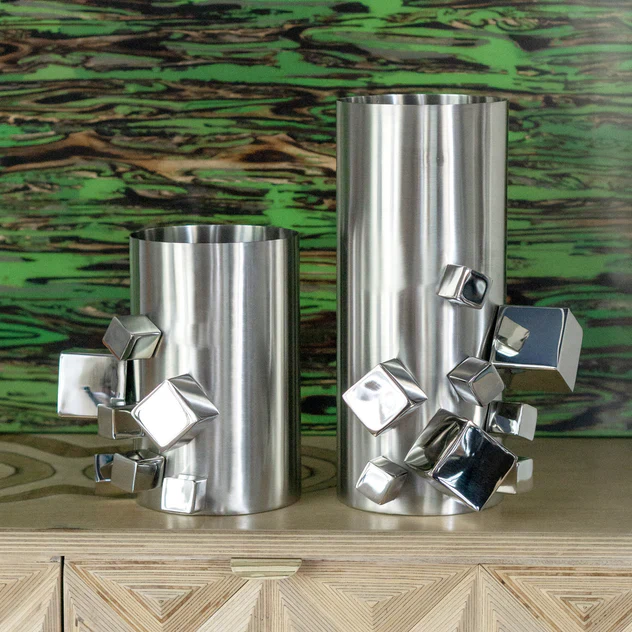 Cubus 12"H Sculpture Vase By Gold Leaf Design Group - Image 3