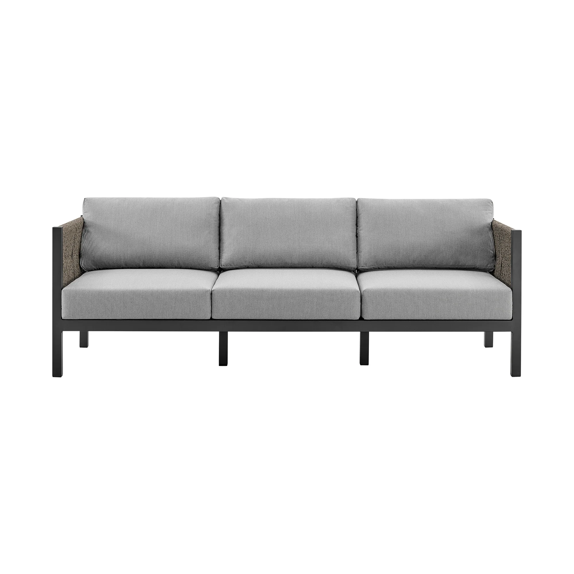 Cuffay 4 Piece Outdoor Patio Furniture Set in Brown Aluminum and Rope with Cushions By Armen Living - Image 14