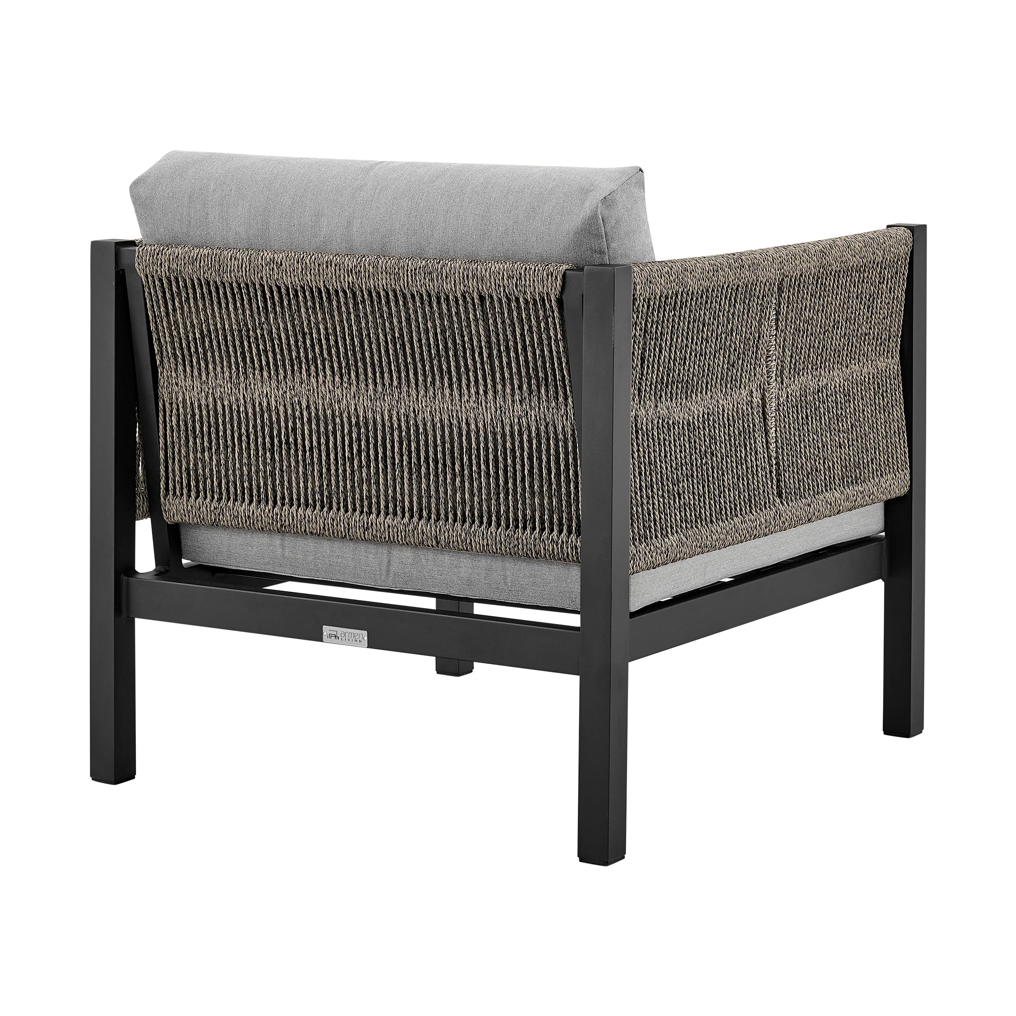 Cuffay 4 Piece Outdoor Patio Furniture Set in Brown Aluminum and Rope with Cushions By Armen Living - Image 17