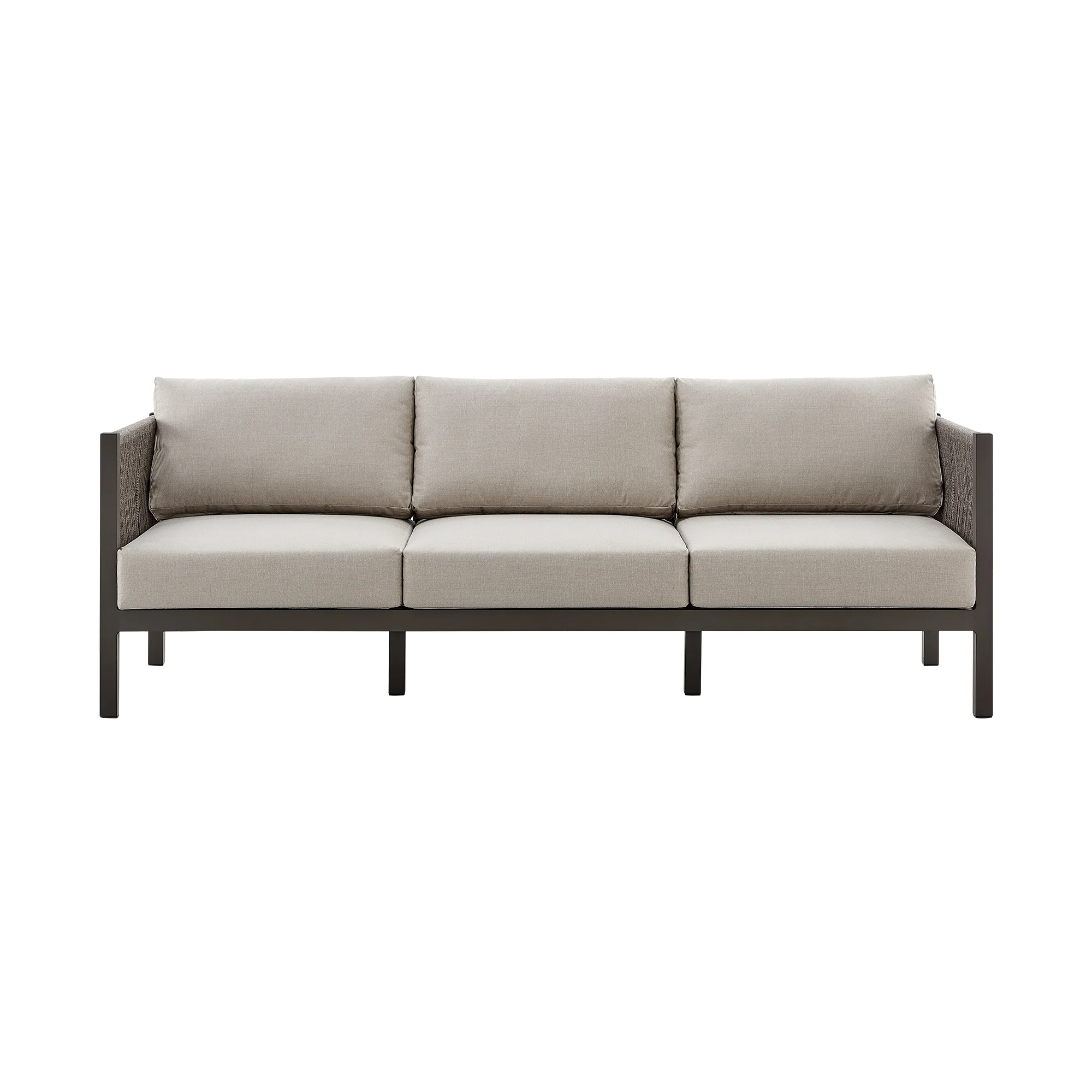 Cuffay 4 Piece Outdoor Patio Furniture Set in Brown Aluminum and Rope with Cushions By Armen Living - Image 4