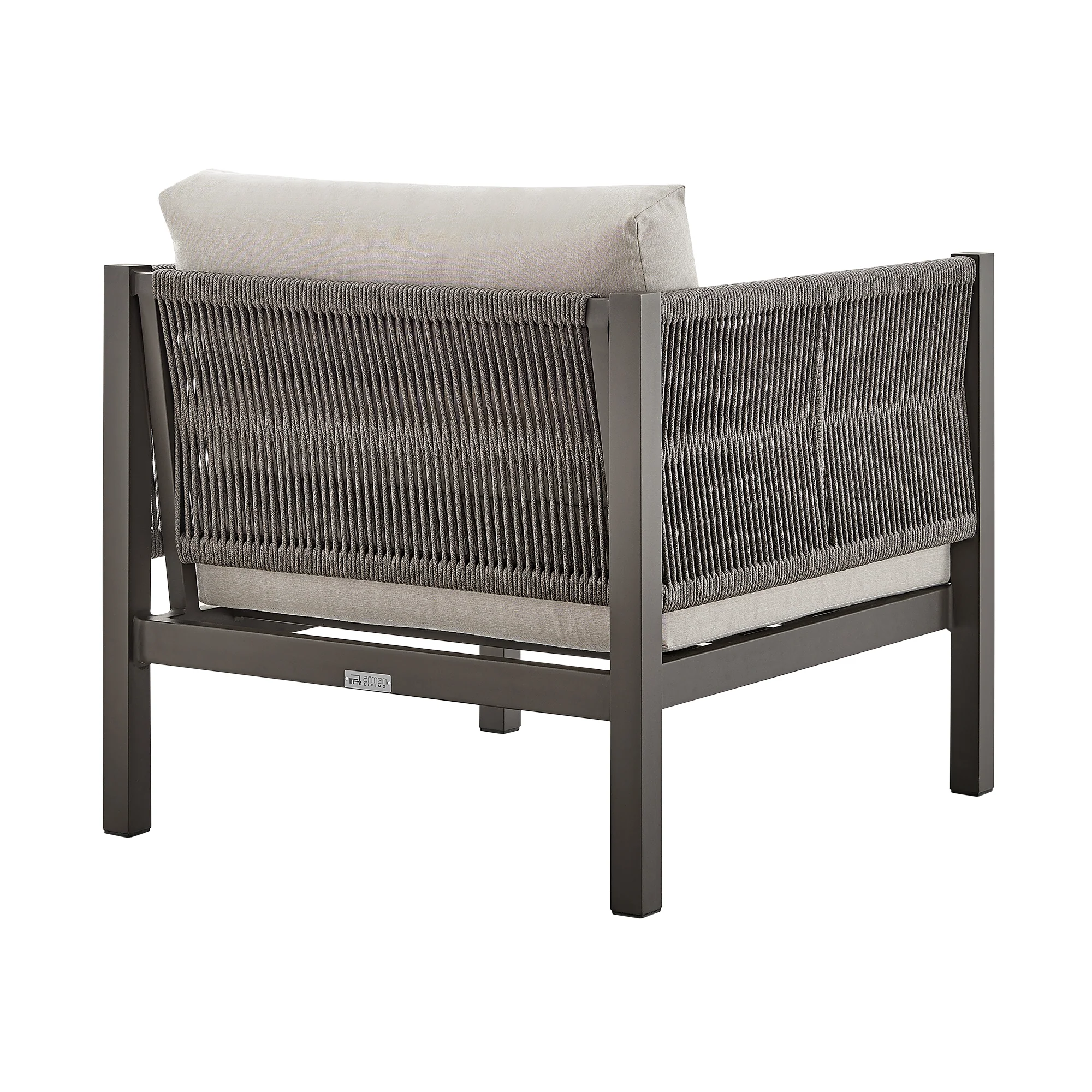 Cuffay 4 Piece Outdoor Patio Furniture Set in Brown Aluminum and Rope with Cushions By Armen Living - Image 7